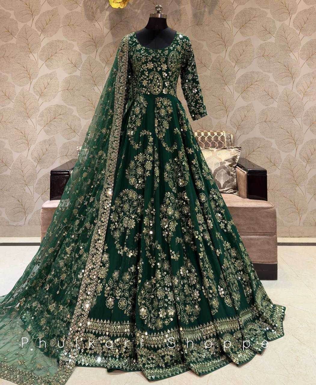 Chinon Silk Embroidery Designer Gown - MYLUXURY LANE ENTERPRISE